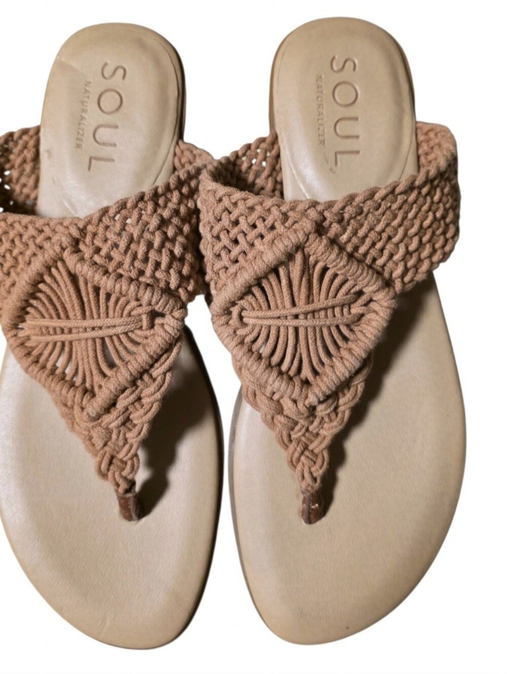 Soul Naturalizer neutral crochet sandals size 9.5 pink tan RELAX